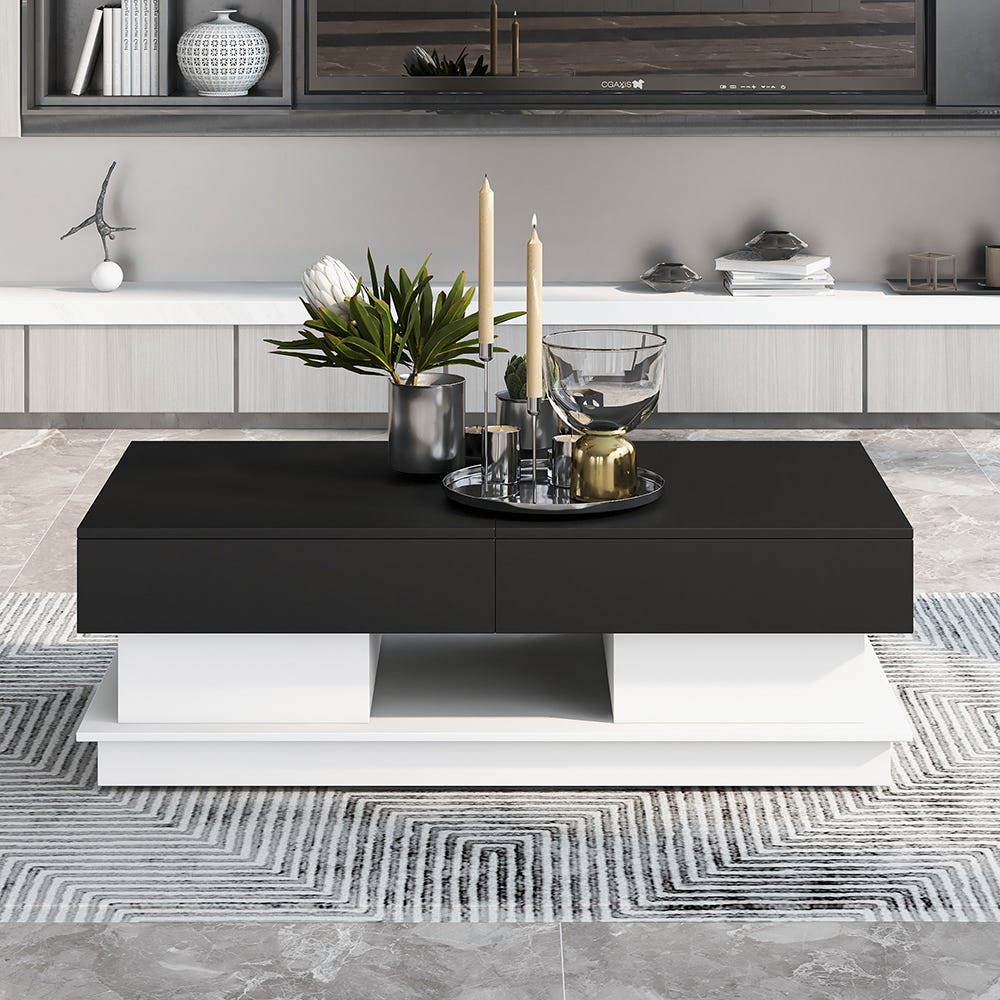 Table basse Rangement multifonctionnelTable basse noire avec tiroir ...