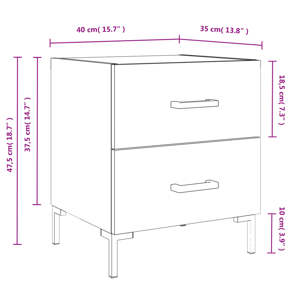 Table de chevet chêne fumé 40x35x47,5 cm bois d’ingénierie - 8