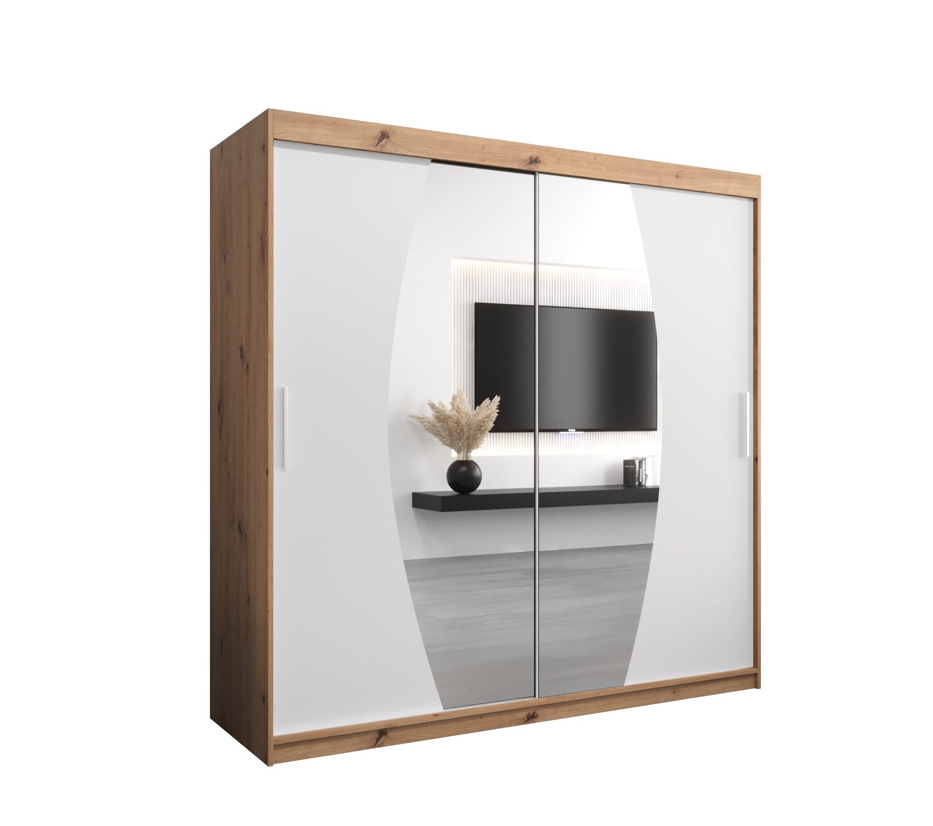 Szafa przesuwna garderoba ELYPSE 200 x 62 x 200 cm Artisan + Biały - Abiks Meble