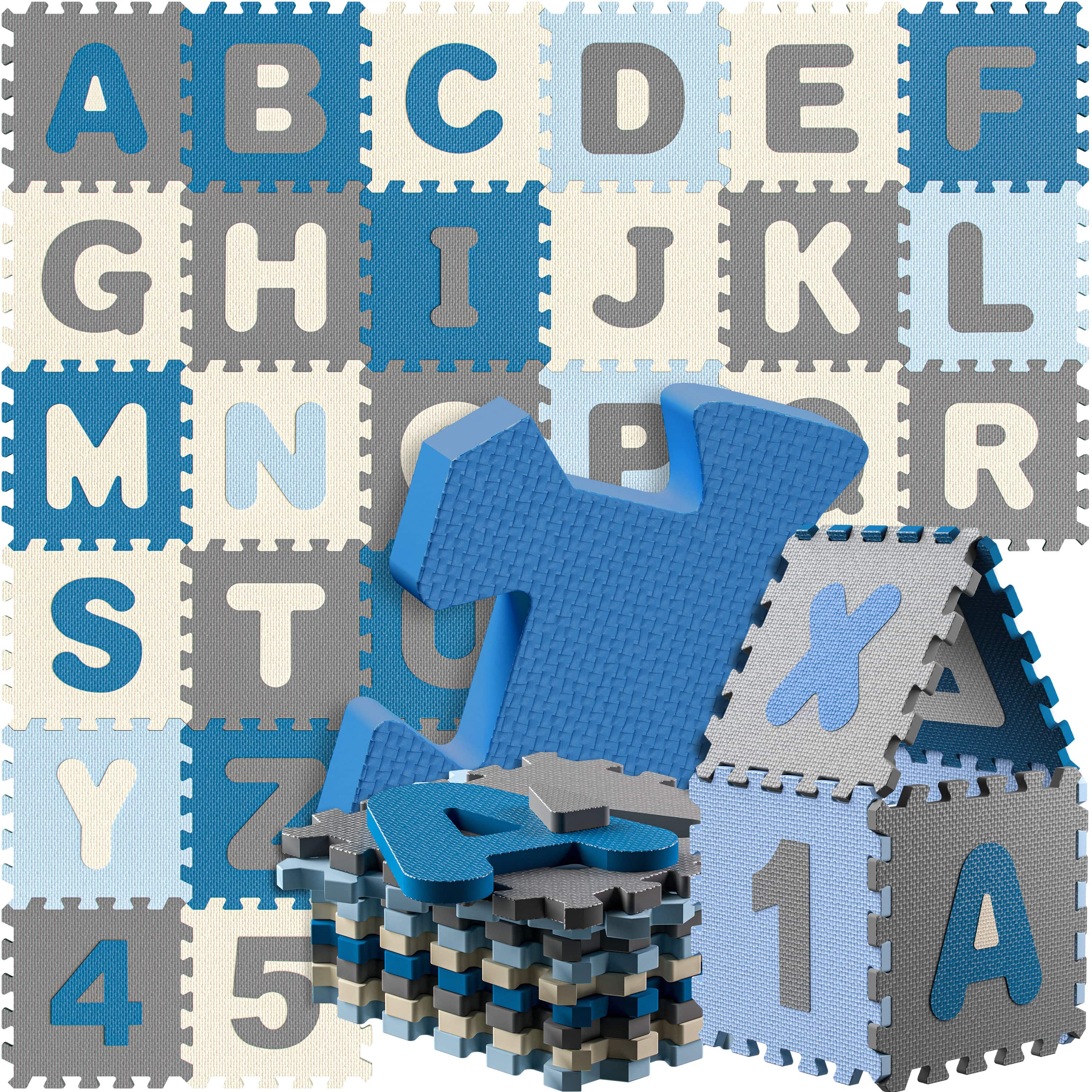 Tapis puzzle mousse 86 pièces Bleu | Leroy Merlin