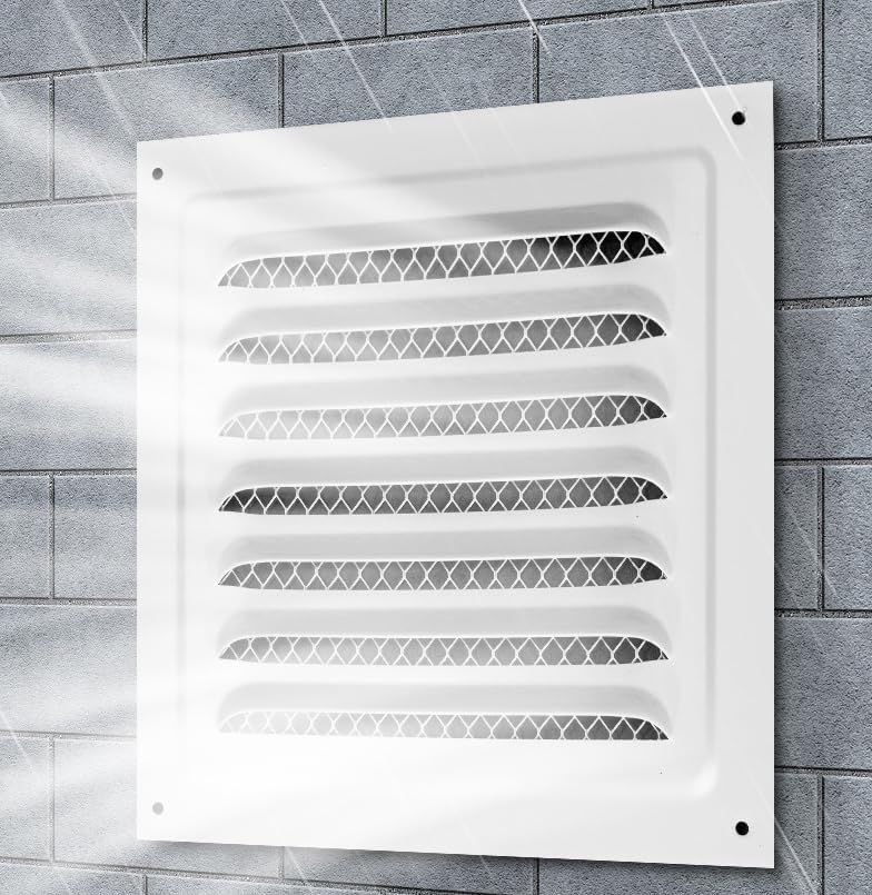 Kratki wentylacyjne kwadratowe do drzwi zewnętrznych, poddaszy i sufitów, zestaw 2 szt. (białe, 165 x 165 mm) - 2