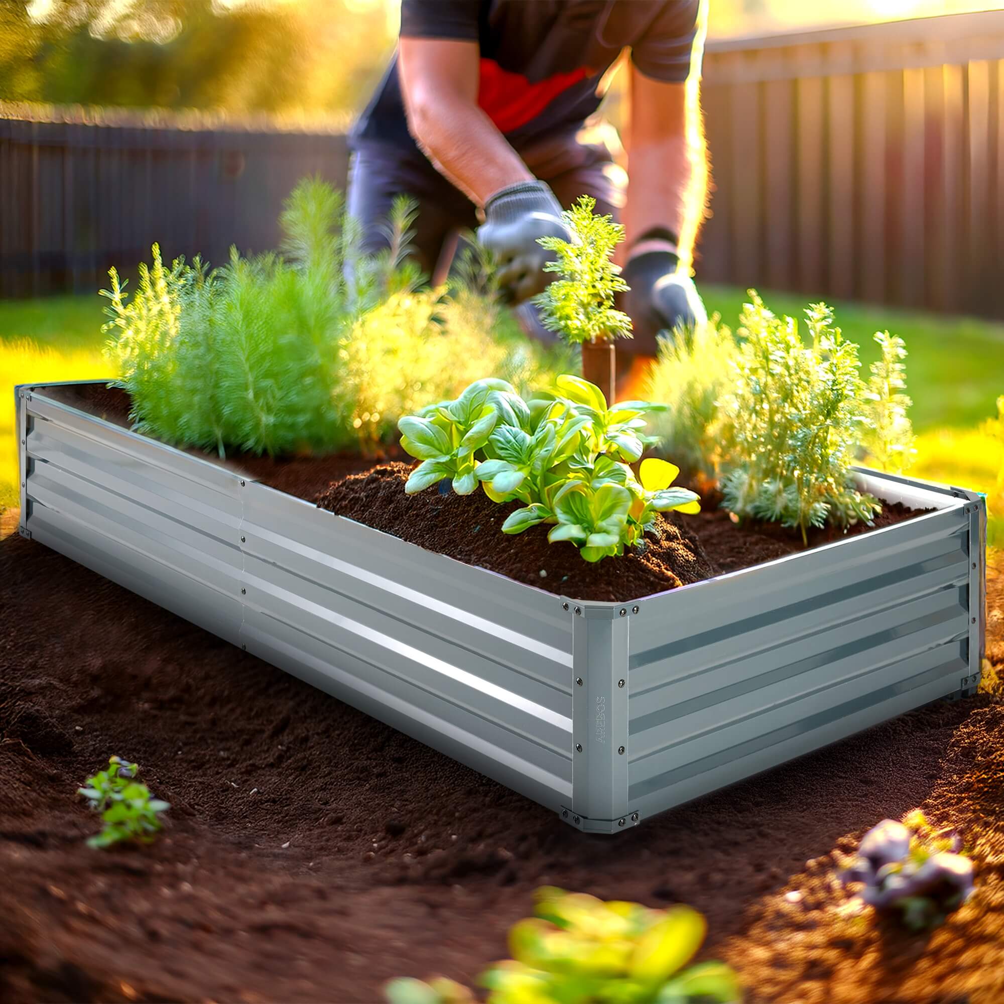 AREBOS Bacs surélevés en métal, set de 2 bacs 180x90x30 cm | Bac de jardin en acier galvanisé - 2