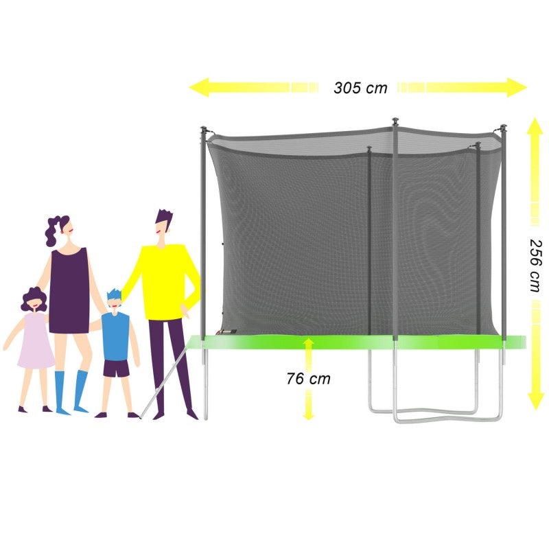 Trampoline de jardin ø 305 cm- 10FT- Filet intérieur, Matelas de protection et Echelle - 2