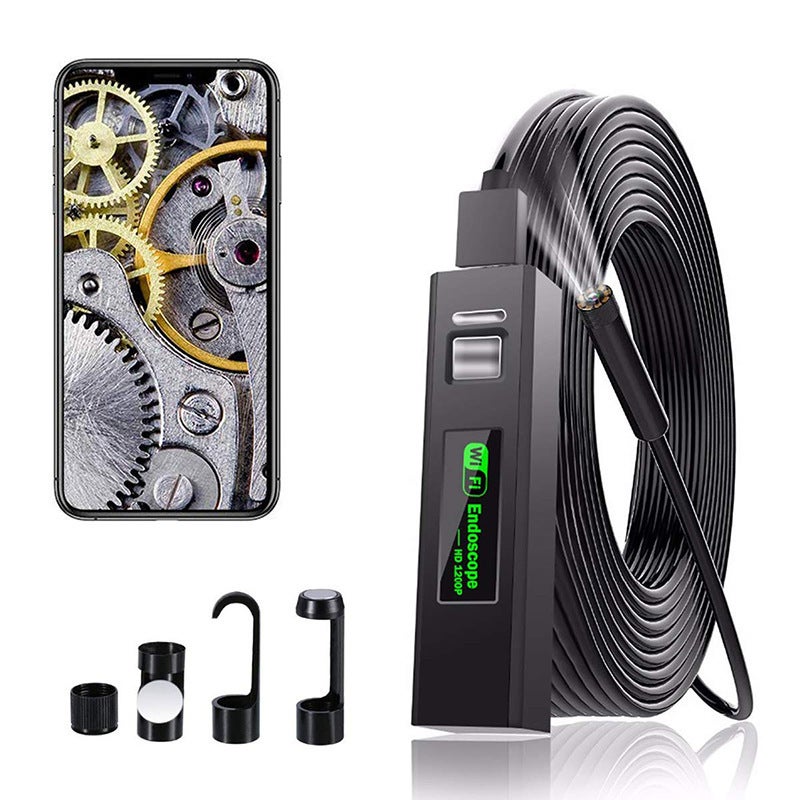 Kamera inspekcyjna endoskopowa WiFi USB, 2 megapiksele, rozdzielczość HD 1200P, wodoodporność IP68, z 8 diodami LED, do iPhone'a i Androida (10 m)