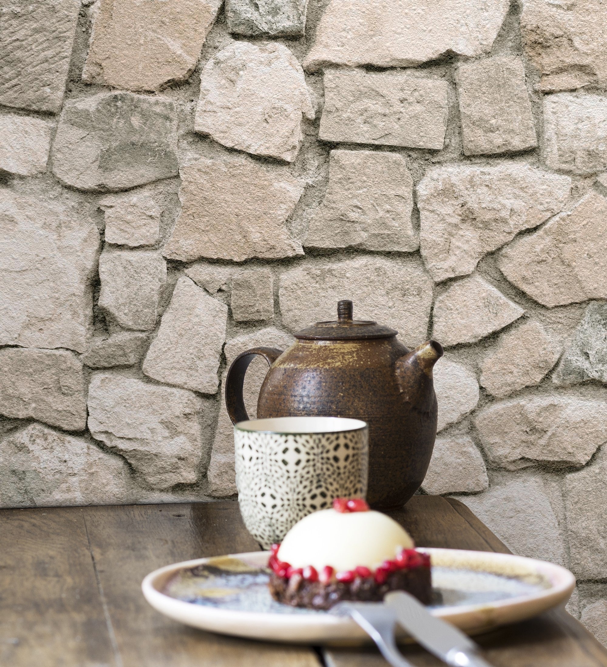 Papier peint effet mur de pierre beige rustique texturé - Salonio 453841 de GAULAN - Rouleaux de 10 m x 0,53 m - 3