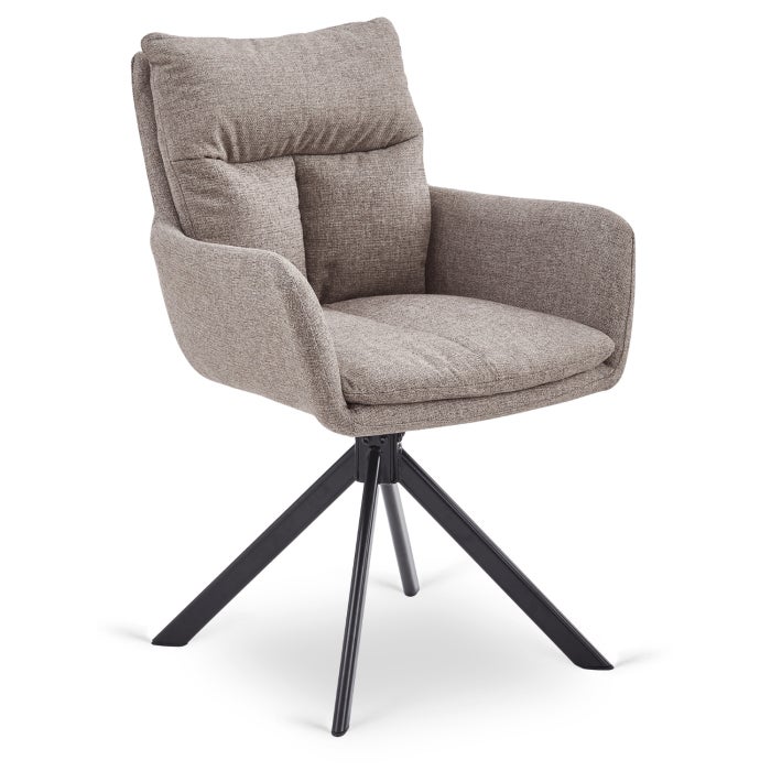 Krzesło Obrotowe Kubełkowe Tapicerowane Do Jadalni Salonu Jasny Brąz PAUL