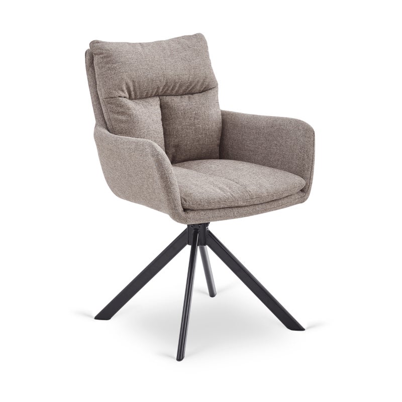 Krzesło Obrotowe Kubełkowe Tapicerowane Do Jadalni Salonu Jasny Brąz PAUL