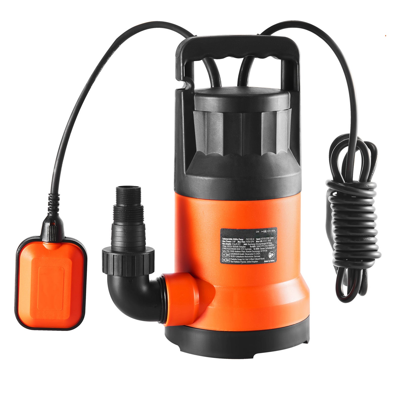 Pompe utilitaire submersible SucceBuy 400 W, 2510 GPH, pompe de puisard à haut débit avec tête de 26 ft et cordon de 10 ft - 3