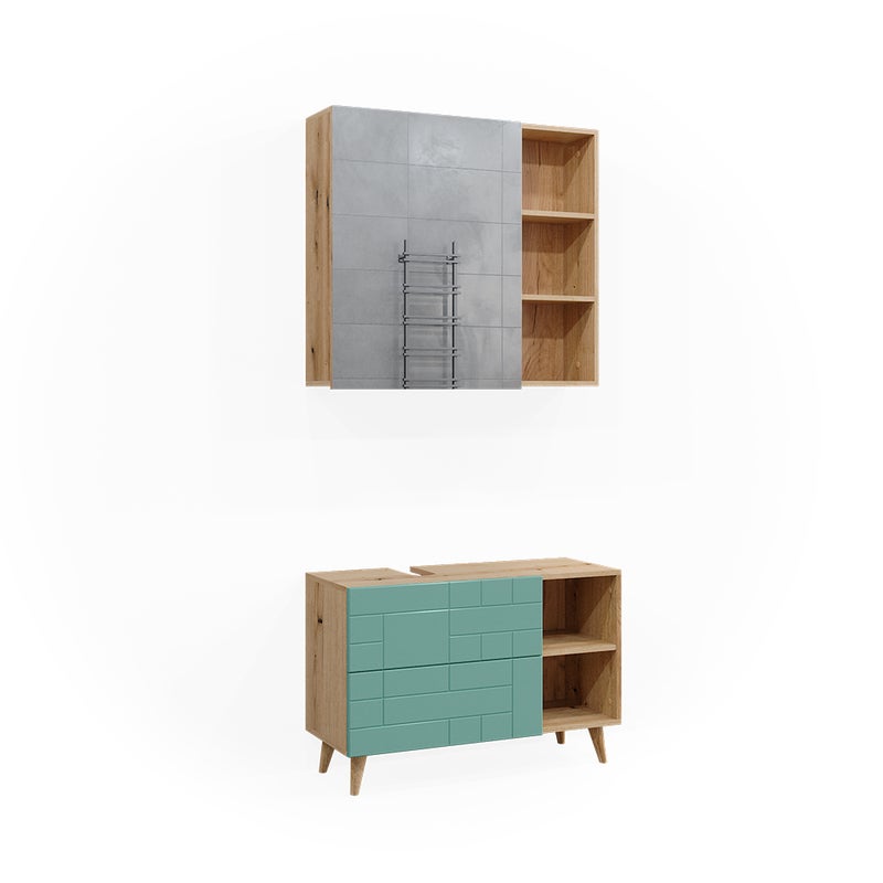 Vicco Zestaw mebli łazienkowych Rudi, Miętowa zieleń, 2 części