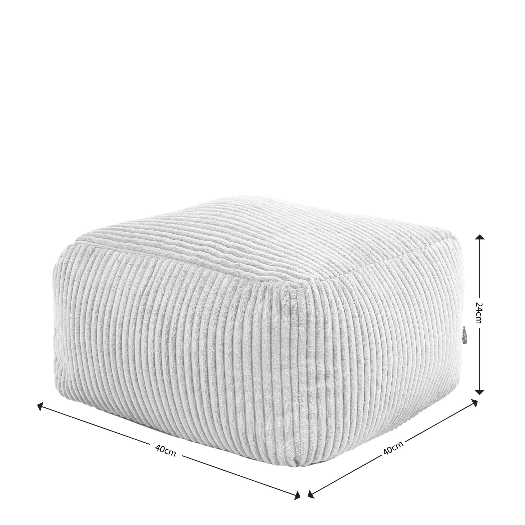 Pouf repose-pieds Icon carré velours côtelé brun moka, salon, chambre, 40x40cm, Made in Allemagne, Oeko-Tex® - 7
