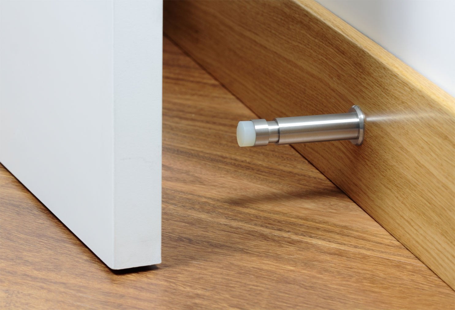 Butée murale réglable|Installation par vis|Acier inoxydable|Finition mate|Caoutchouc blanc| 88-125 mm| Mod. I-182T-B - 5