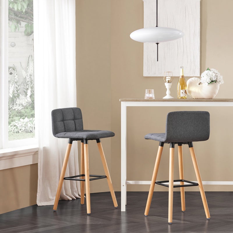 SoBuy Lot de 2 Tabourets de Bar Cuisine Dossier Repose-Pieds Haute qualité, FST50-DGx2 - 6