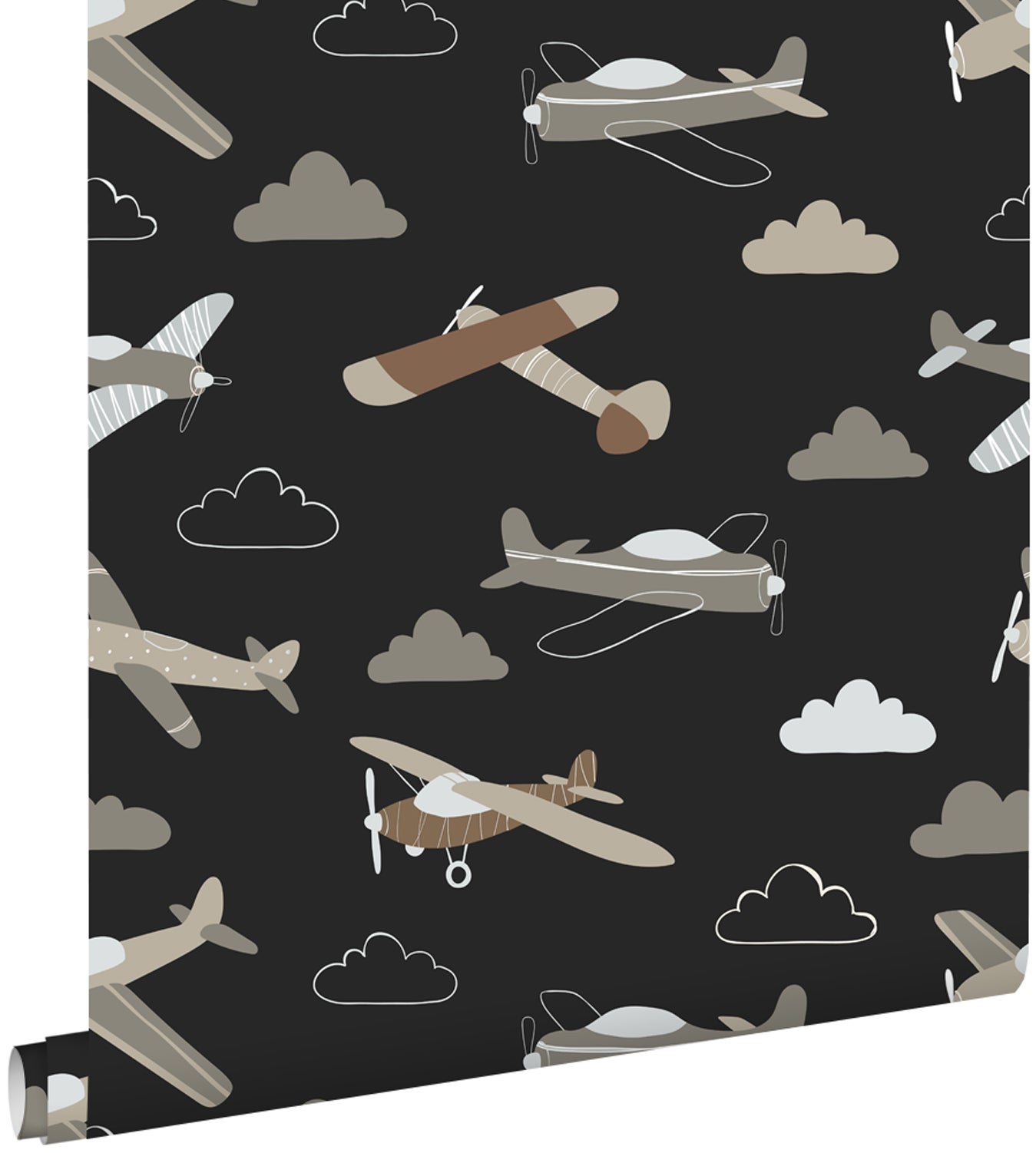 Tapeta samoloty czarnymIbrązowym - 50 x 900 cm - ESTAHOME
