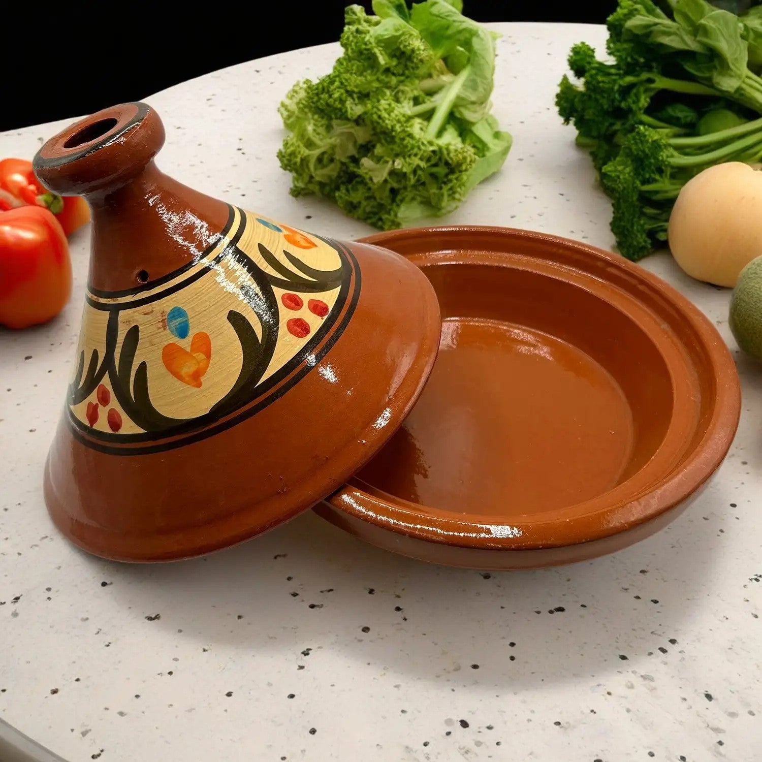 Tajine XL 35 Cm In Terracotta Dipinta A Mano - Pentola Tradizionale Marocchina Tunisina Ebook Gratuito 1404251127 95906306