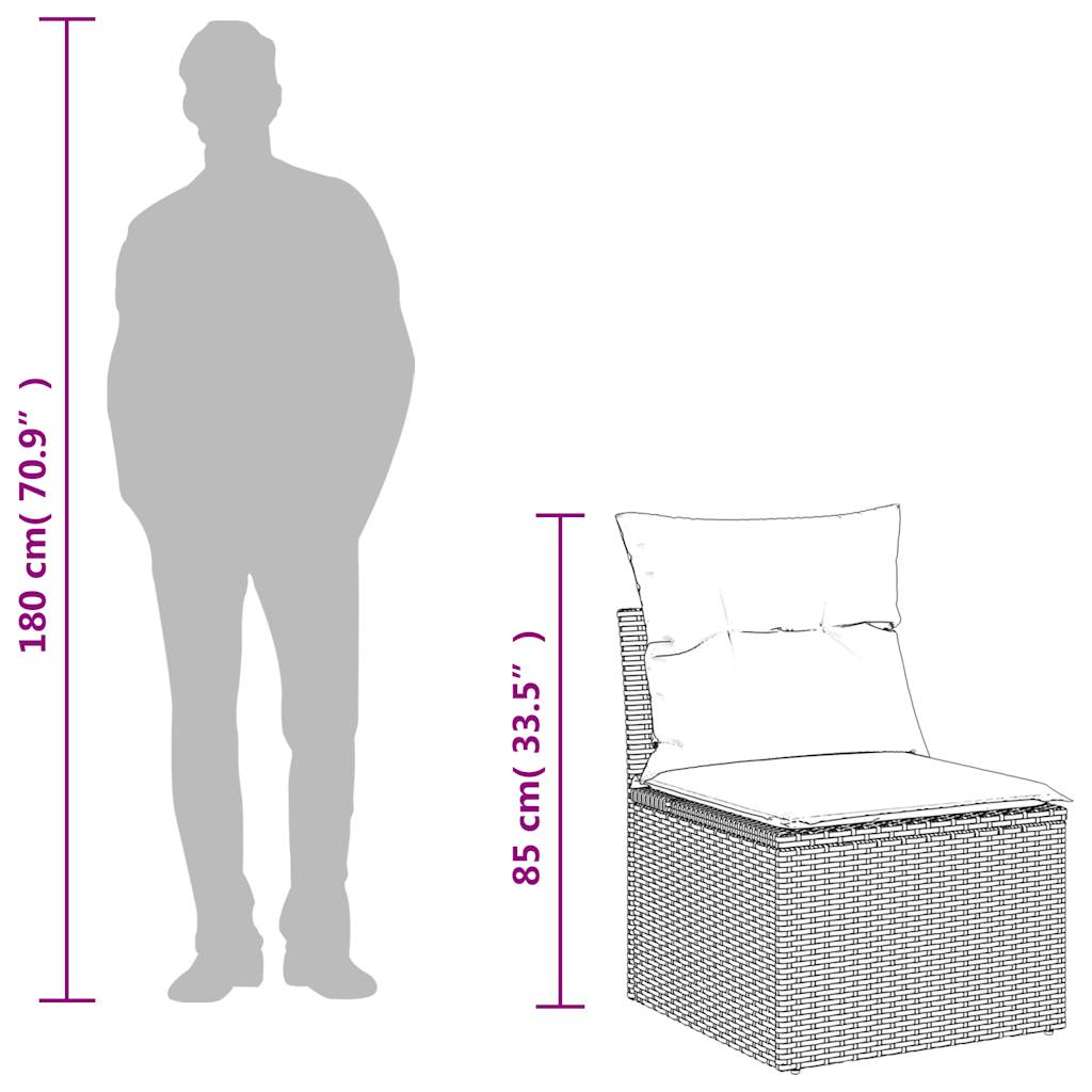 2 pcs conjunto sofás de jardim | Conjunto lounge de jardim c/ almofadões acácia e vime PE CFW98867 - 9