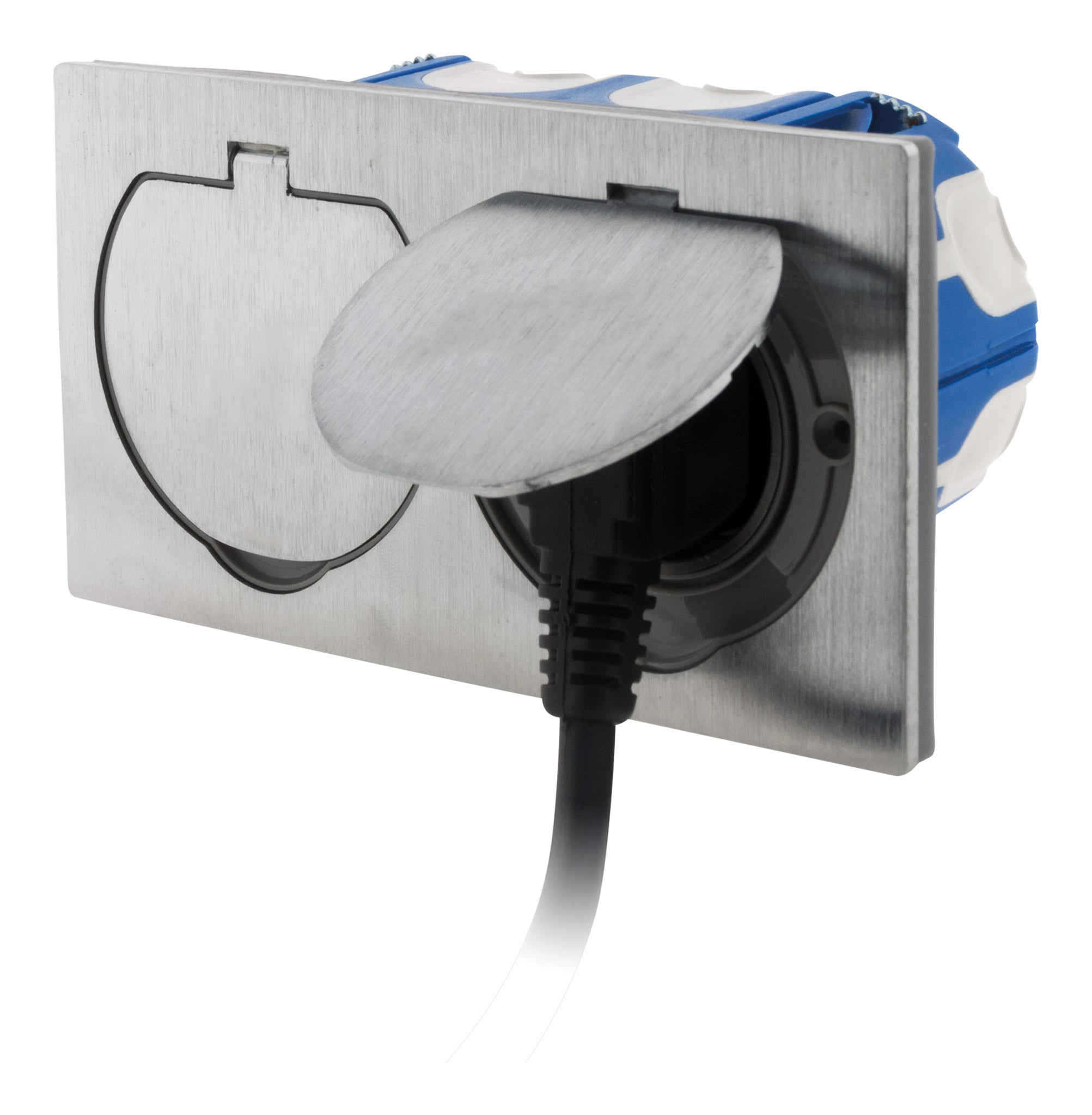Zenitech - Presa da pavimento 16A 2P+T - finitura alluminio spazzolato - IP55 - doppia - 3