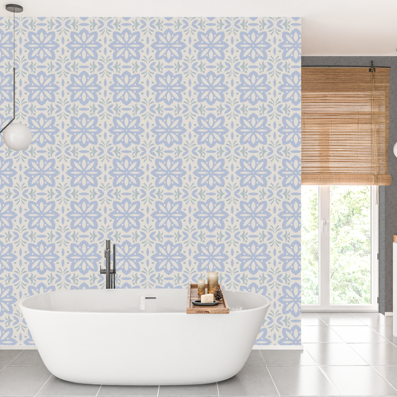 Papier peint Azulejos Floaral Lila 58cm largeur sur 250cm hauteur - 3