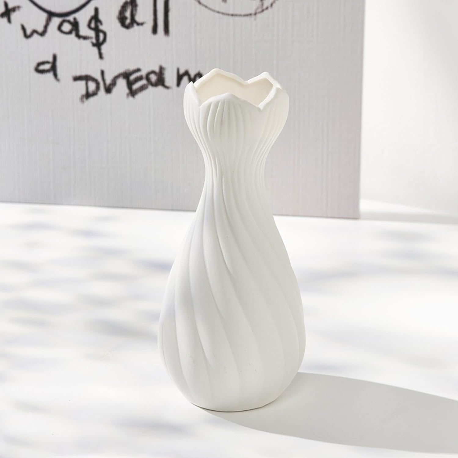 Biały ceramiczny wazon na kwiaty, nowoczesny wazon dekoracyjny, wazony dekoracyjne do dekoracji centralnej, biały ceramiczny (owalny)