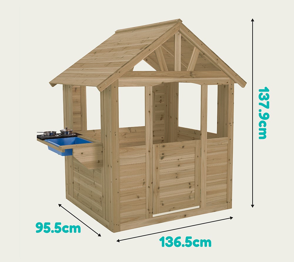 Maisonnette cabane enfant en bois FSC® avec cuisine extérieure CUBBY - 7