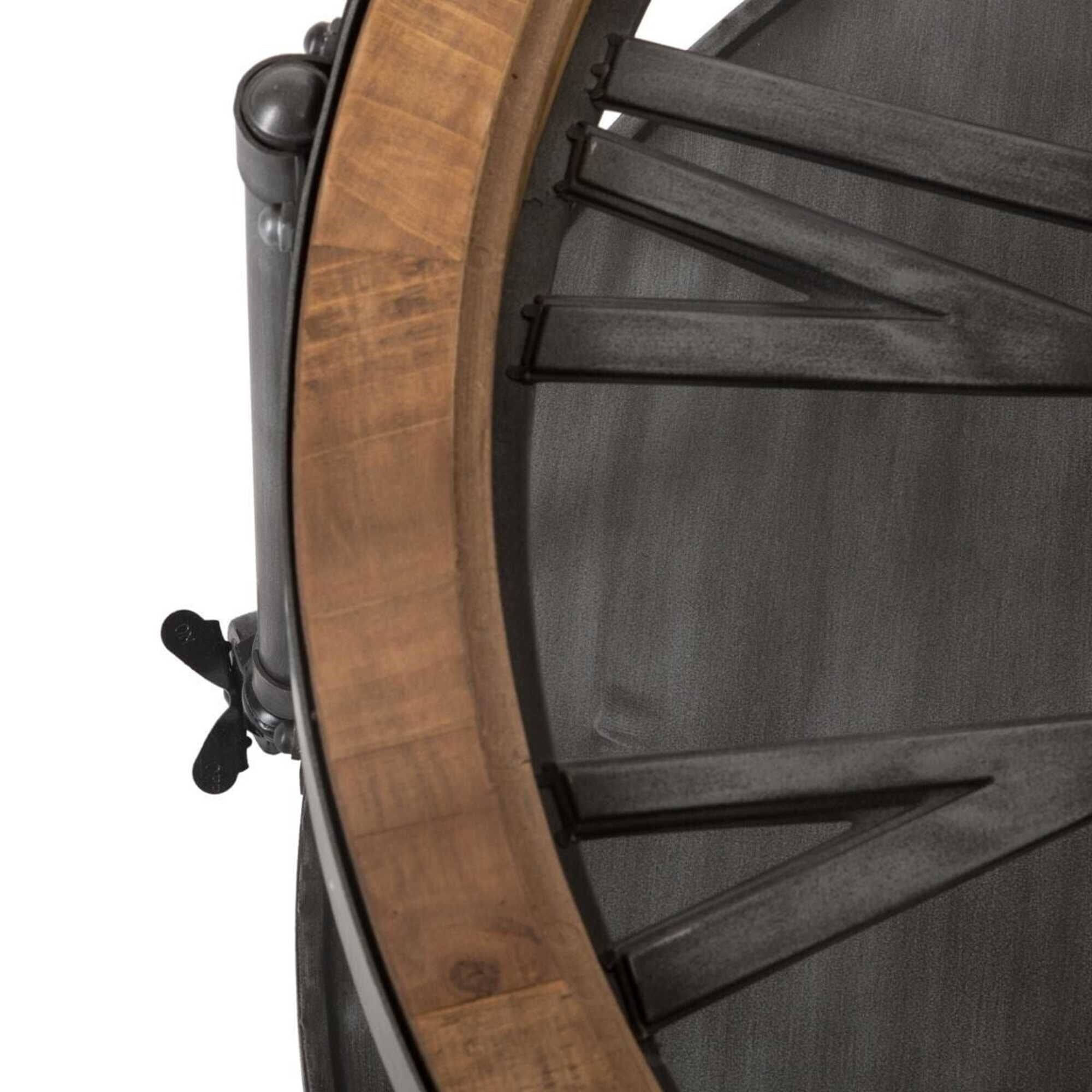 Tavolino basso con orologio, in stile retrò, in Legno e Metallo, Nero - 3