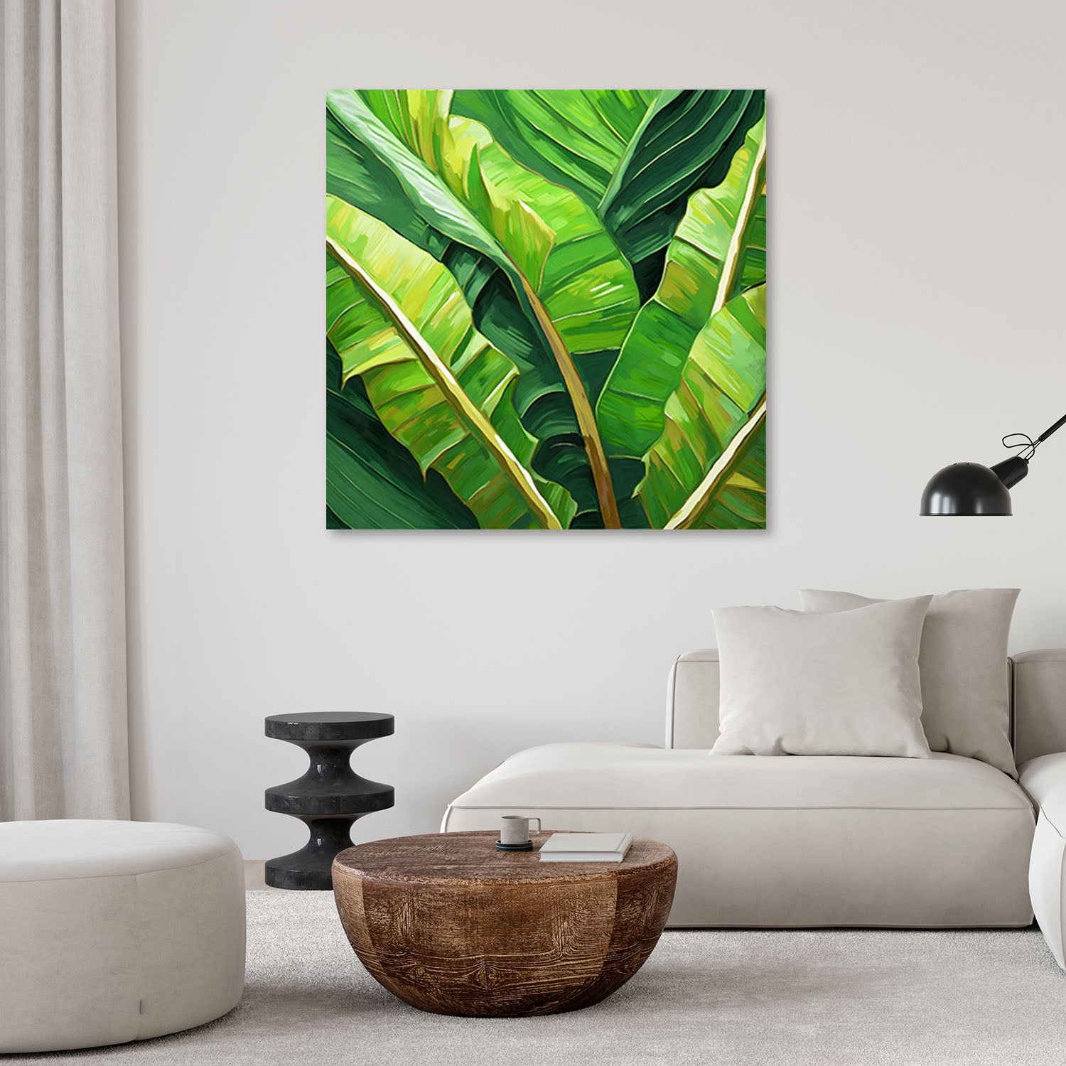 Tableau sur toile, Tableau sur toile, Feuilles de bananier vertes 30x30 - 2