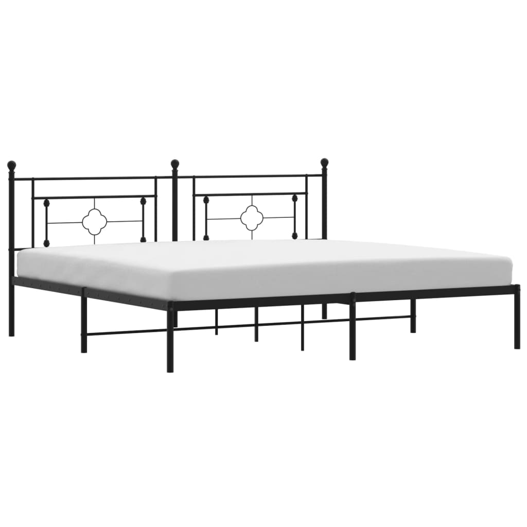 Estructura de cama de metal sin colchón con cabecero negro 193x203cm - 2