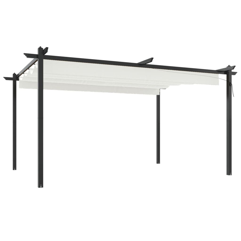 Tonnelle de jardin avec toit rétractable 4x3 m Crème - 2