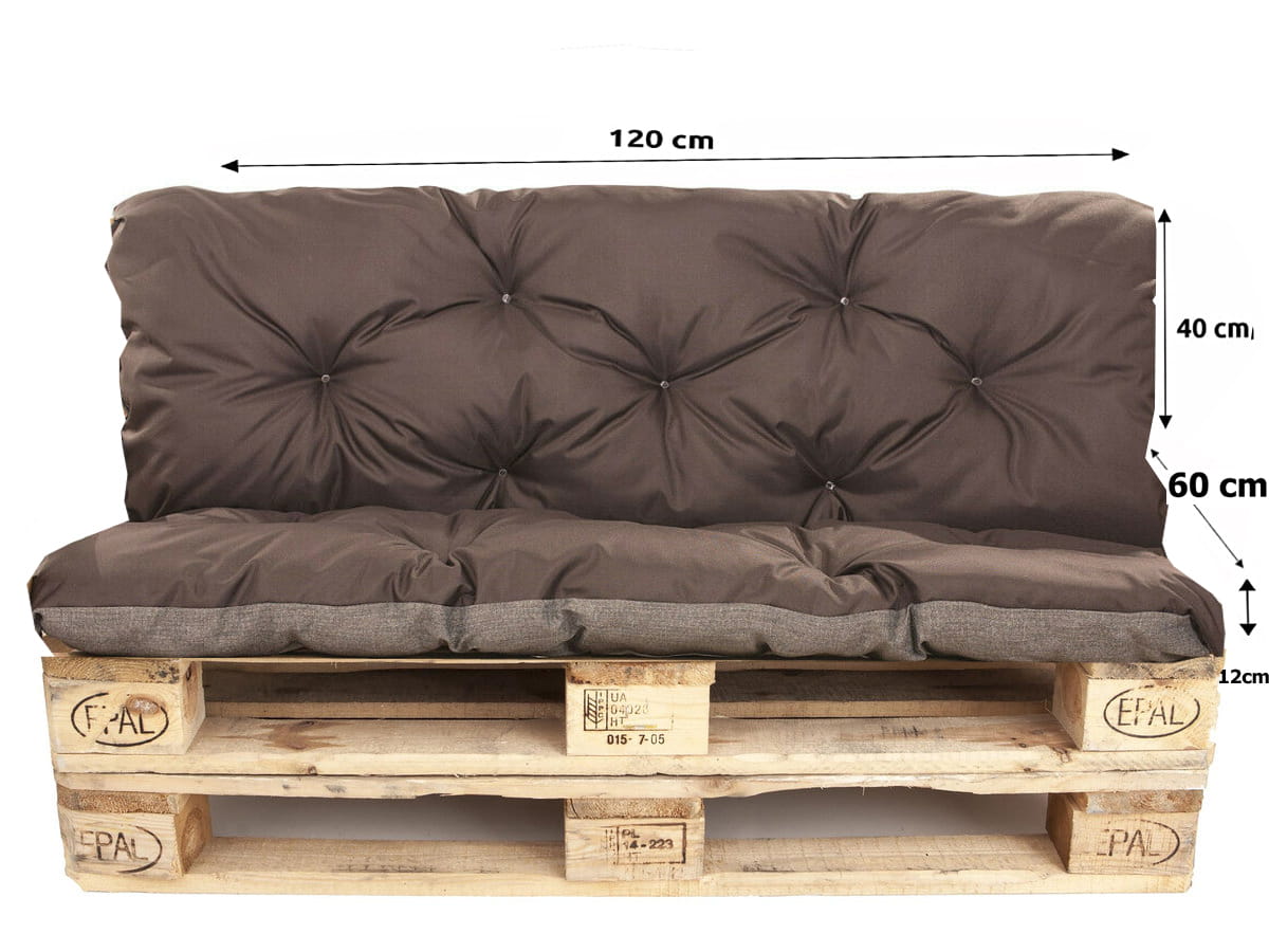 Set Coussins palettes, Assise 120 x 60 et Dossier 120 x 40cm Marron, coussins canapé / coussin pour palette in / extérieur, SETGARDEN - 2