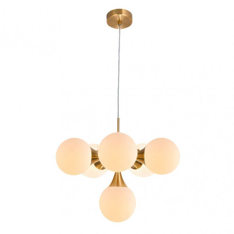 Lampe dorée avec tulipes sphériques FREY 6 lumières FABRILAMP - 4