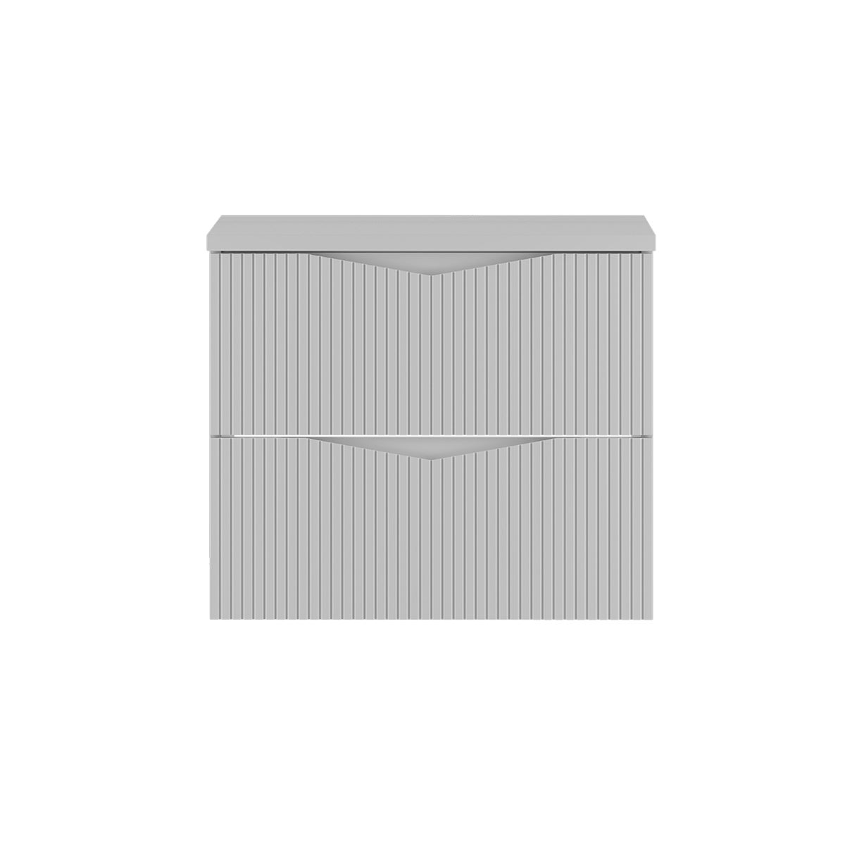 Szafka łazienkowa CLEO 60 cm biała z blatem wisząca 2 szuflady ryflowane fronty MDF - 2