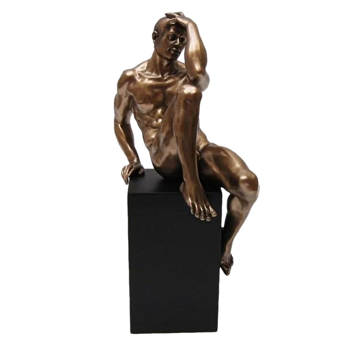 Rétro Statuette en résine Homme Nu 34 cm