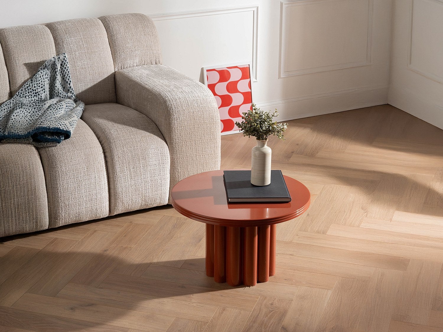 Stolik dostawiany z metalu - Terakota - SEMALIA - 6