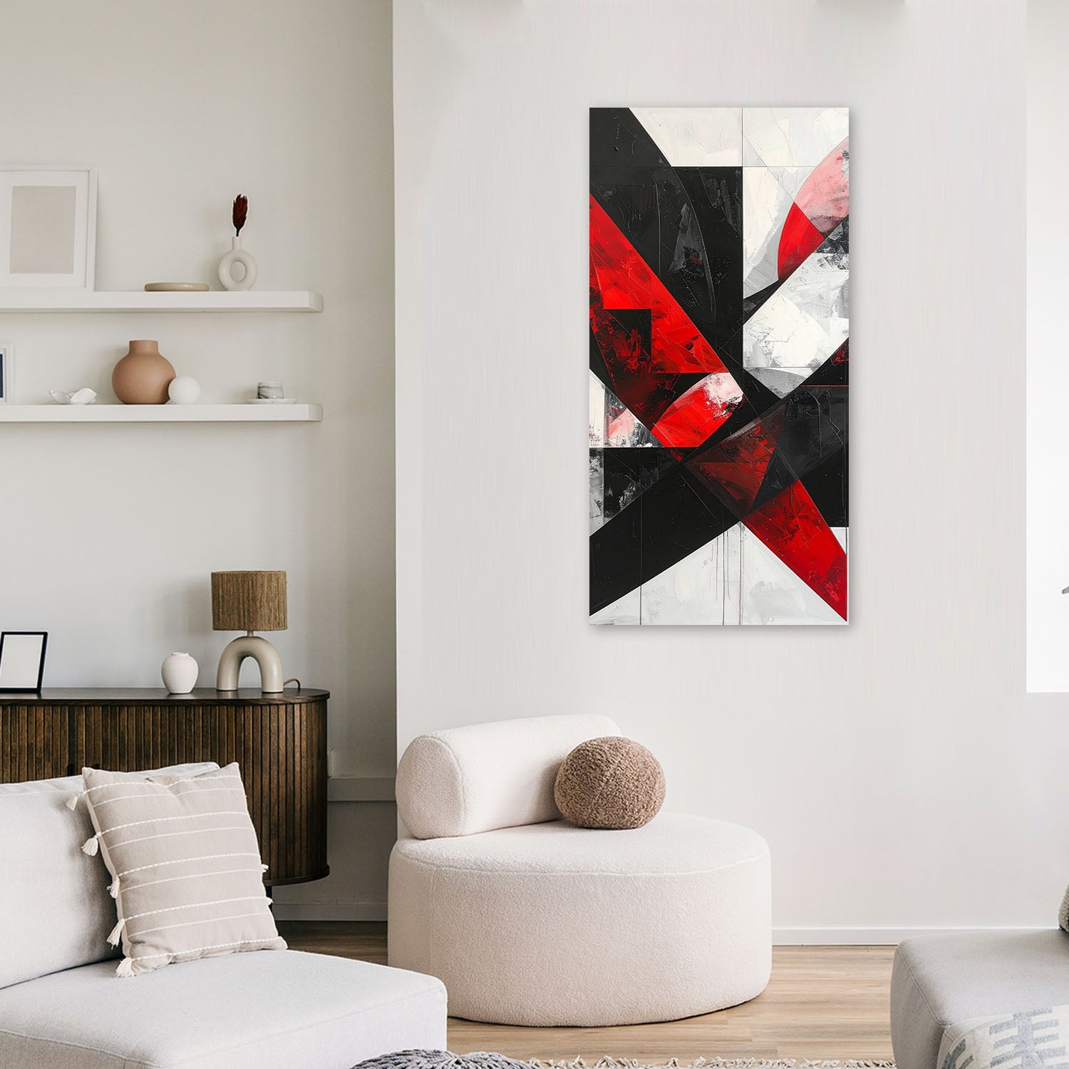 Obraz do salonu biura kuchni, Abstrakcja Geometryczna Czerwony 60x120 - 2