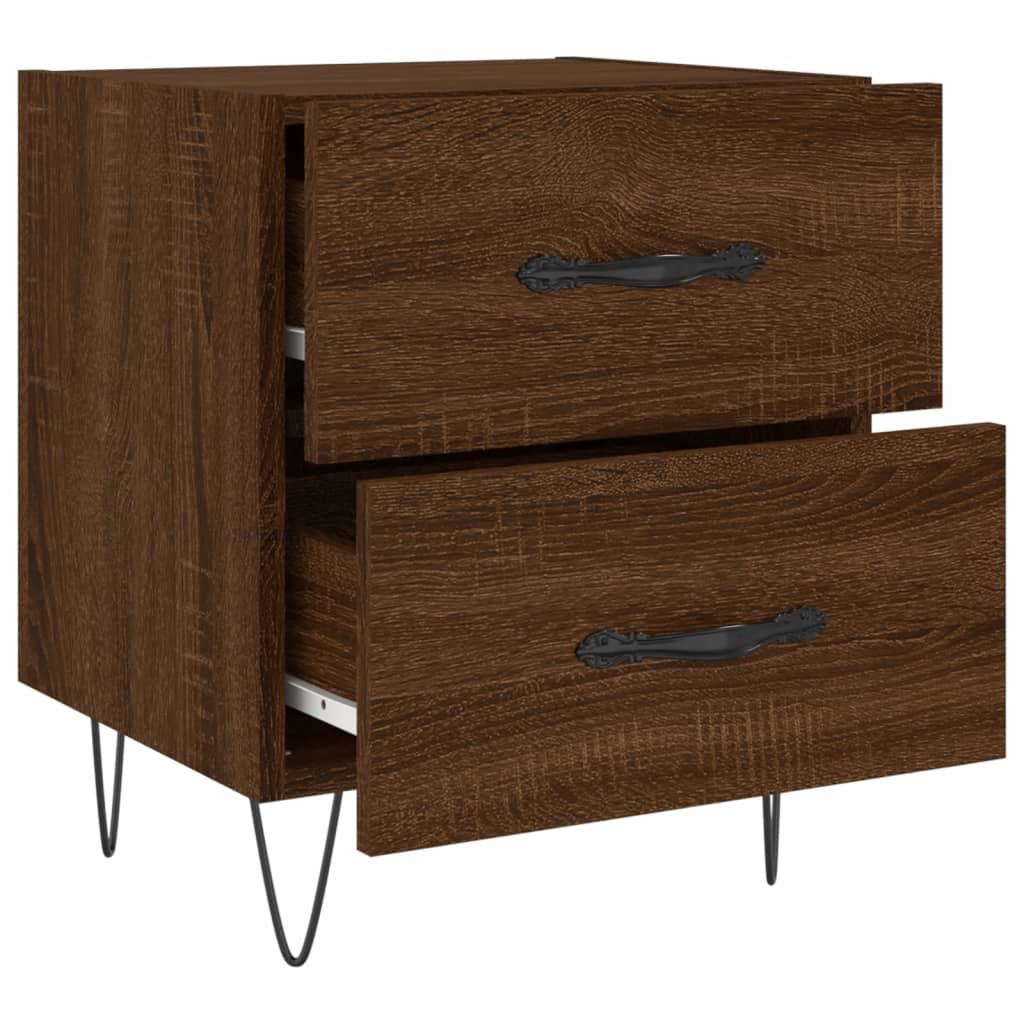 Table de chevet chêne marron 40x35x47,5 cm bois d’ingénierie - 4