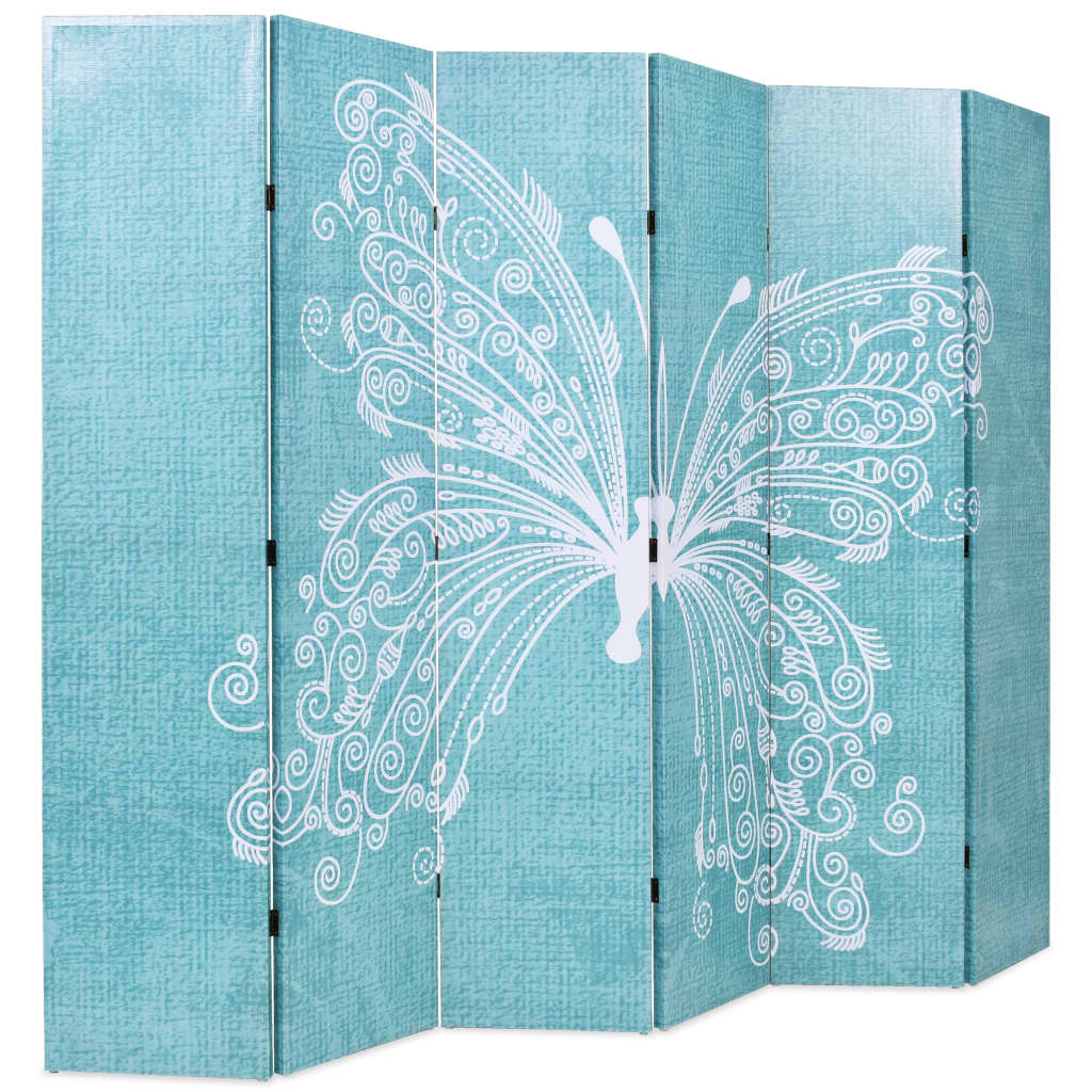 Biombo separador | biombo divisor | paravientos plegable 228x170 cm mariposa azul cfw50631