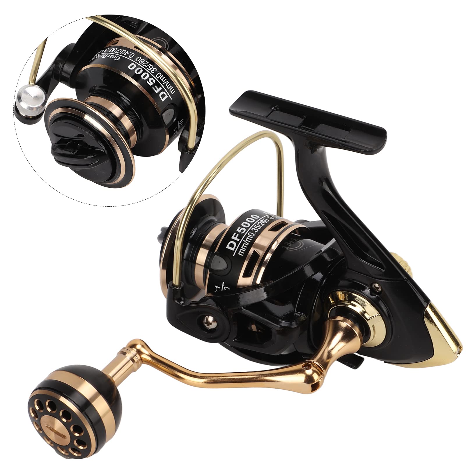 Mulinello 13+1BB 5.2:1 Attrezzo da pesca interamente in metallo ad alta velocità per la pesca sul ghiaccio con esca in acqua salata all'aperto (DF5000 - 4