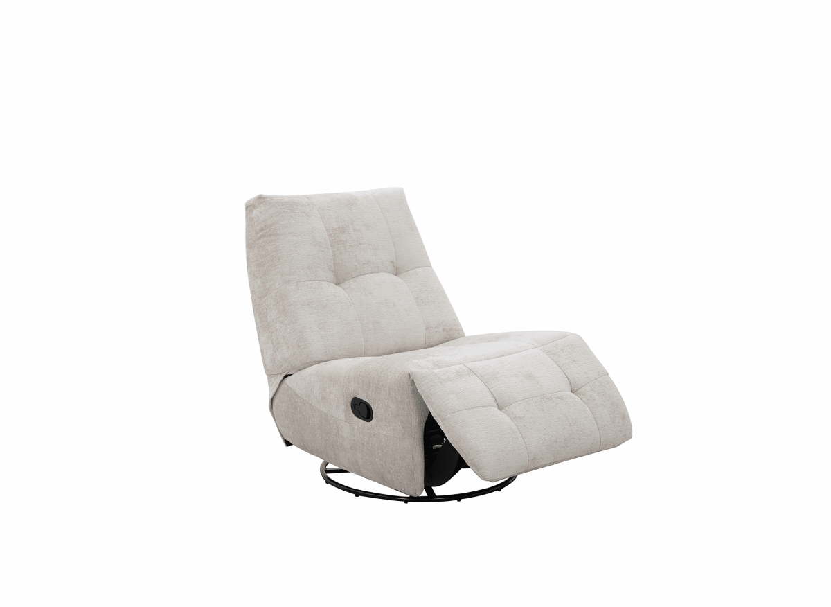 Fauteuil relax pivotant en velours chiné beige LISON - 2