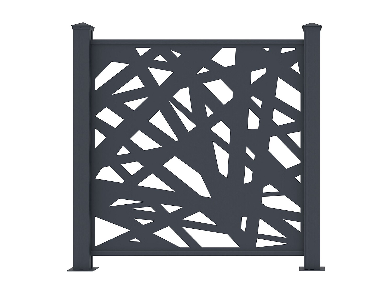 Clôture à poser en aluminium à motif géométrique en découpe laser - Kit de départ - H114 x L118 cm - Anthracite - NATAFO - 3