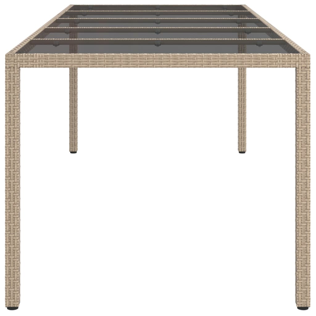 Maison Exclusive - Tavolo Giardino Beige 250x100x75cm Vetro Temperato e Polyrattan - 4