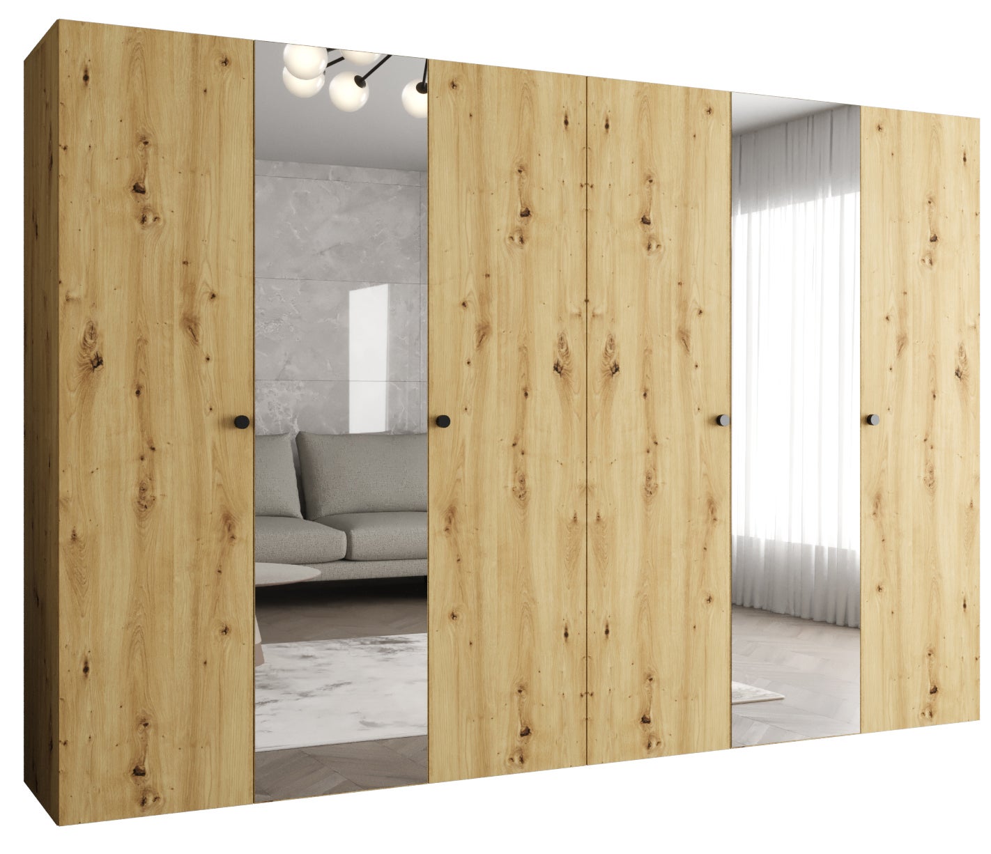 Szafa uchylna otwierana Parma 2 300 x 52 x 202 cm artisan + u. czarny Abiks Meble