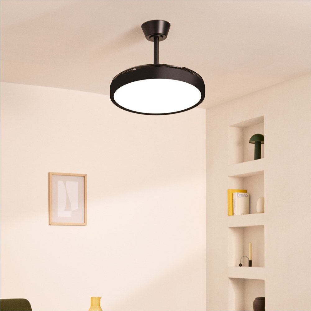 CREATE - WIND CLEAR STUDIO - Wentylator sufitowy 40W cichy z chowanymi łopatkami i oświetleniem LED, różne rozmiary -