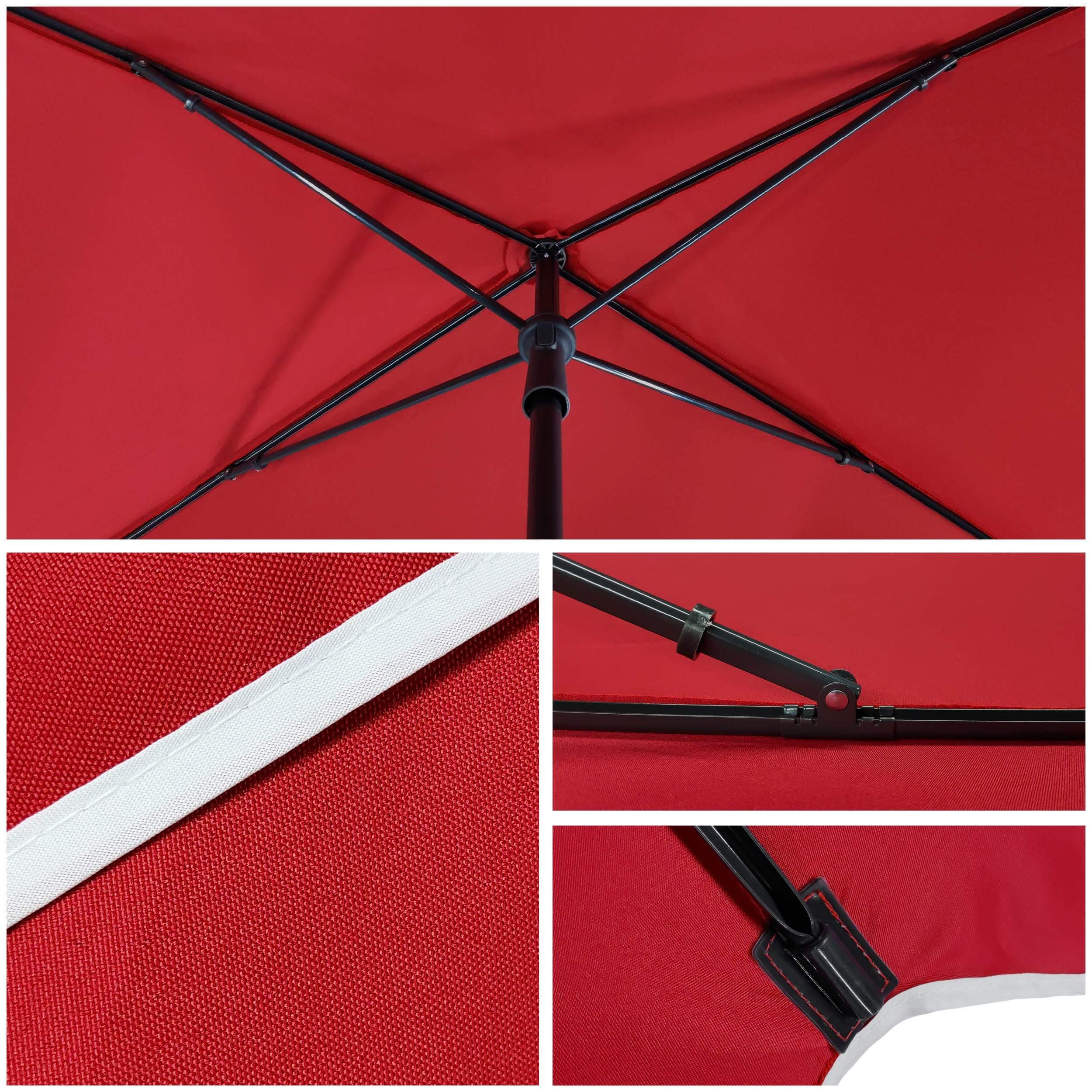 Parasol inclinable rectangulaire 2x1.25m avec housse de protection rouge - hauteur et angles ajustables - VOUNOT® - 4