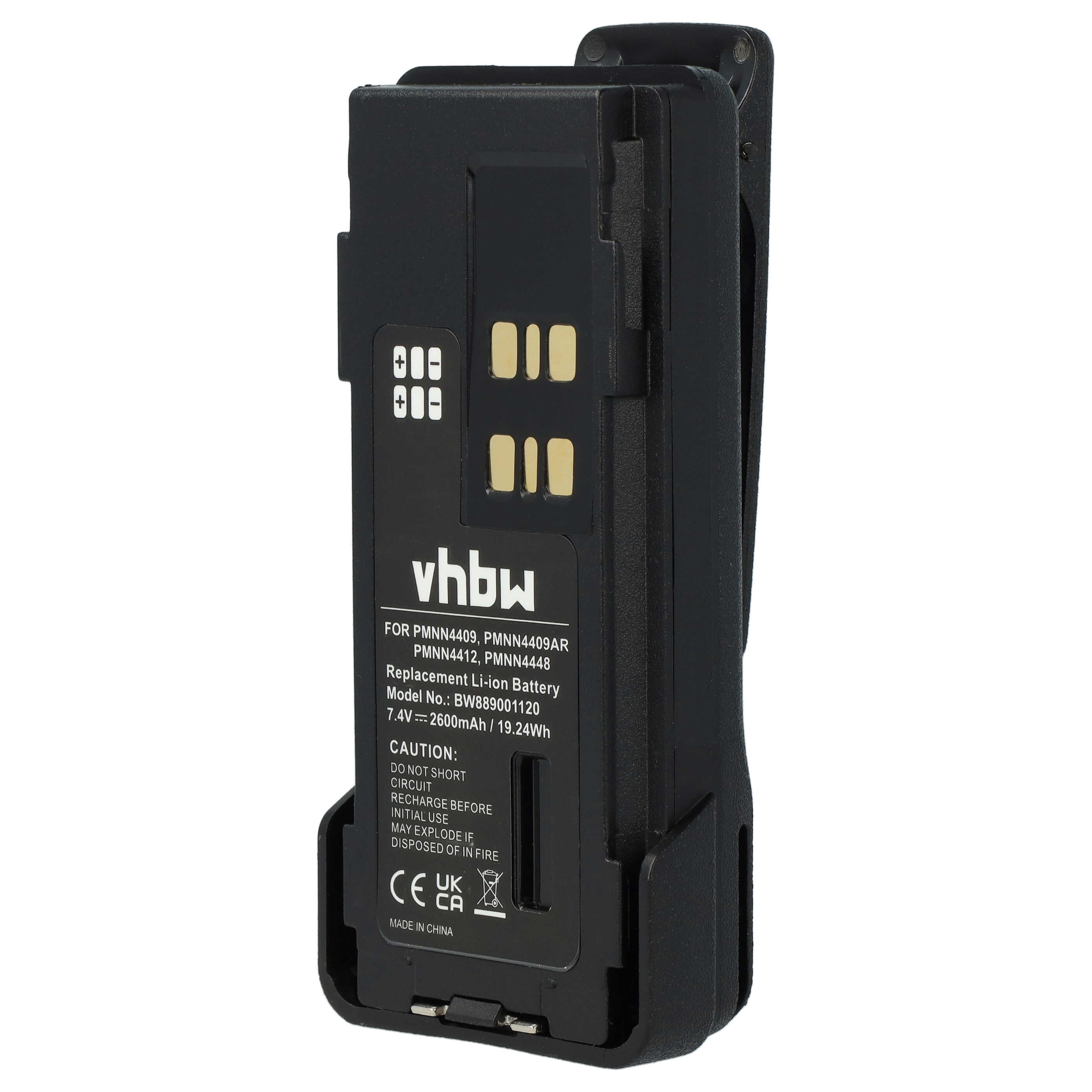 Batteria Vhbw Per Motorola PMNN4409 – 2600 MAh, 7,4 V, Li-Ion, Con Clip Da Cintura