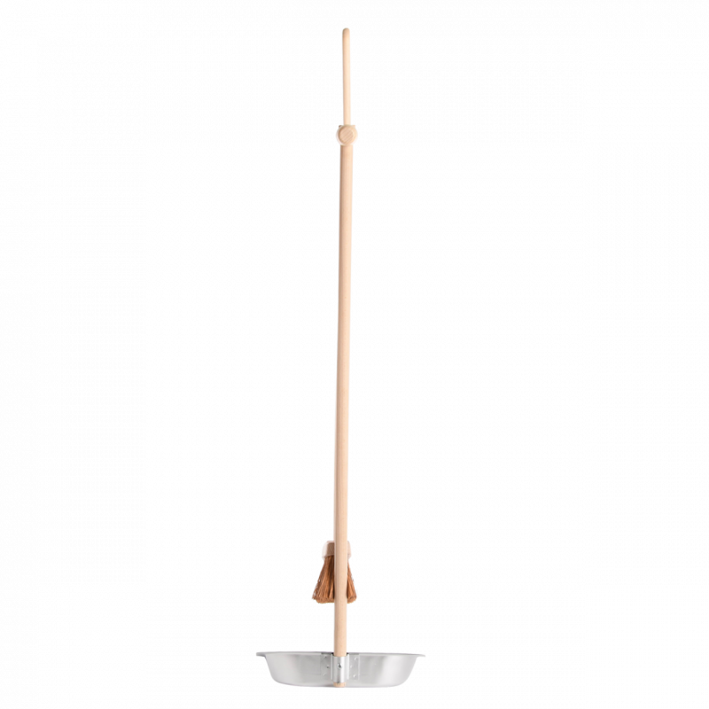 Set de nettoyage balai et pelle à long manche - L 25,5 x H 90,5 cm - Bois de hêtre, acier - 4