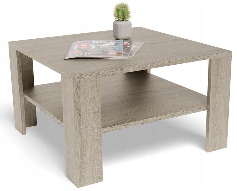 Ława stolik kawowy 68x68 NISKA EX3 dąb sonoma z półką