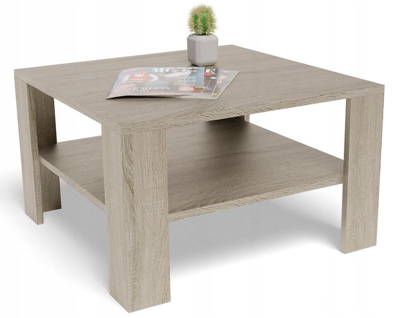 Ława stolik kawowy 68x68 NISKA EX3 dąb sonoma z półką