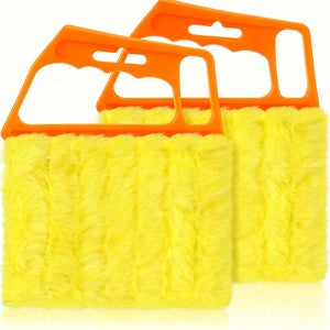 Brosse De Nettoyage Pour Lames De Climatiseur Et Stores - Poignée ABS, Poils Polyester - 15x13 Cm (jaune/orange)