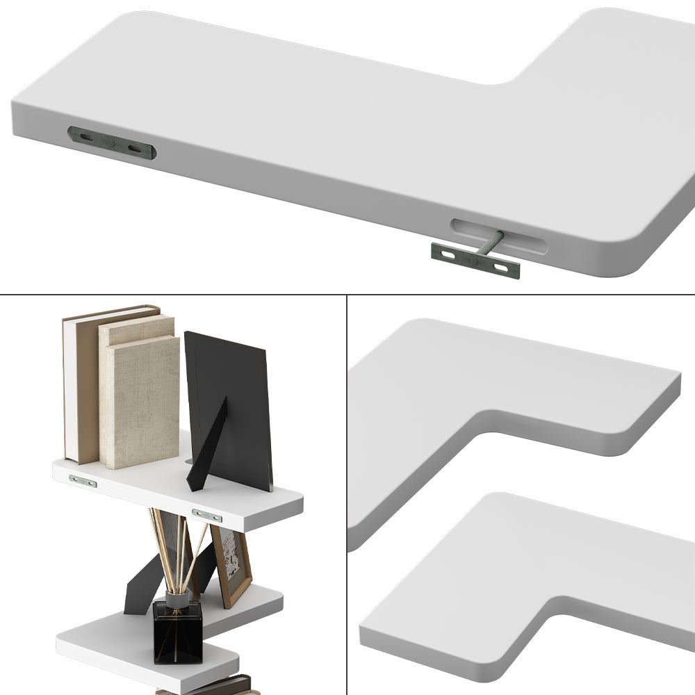 Vicco Étagère dangle Curva, Blanc, 40.5x2.5cm Lot de 3 - 5