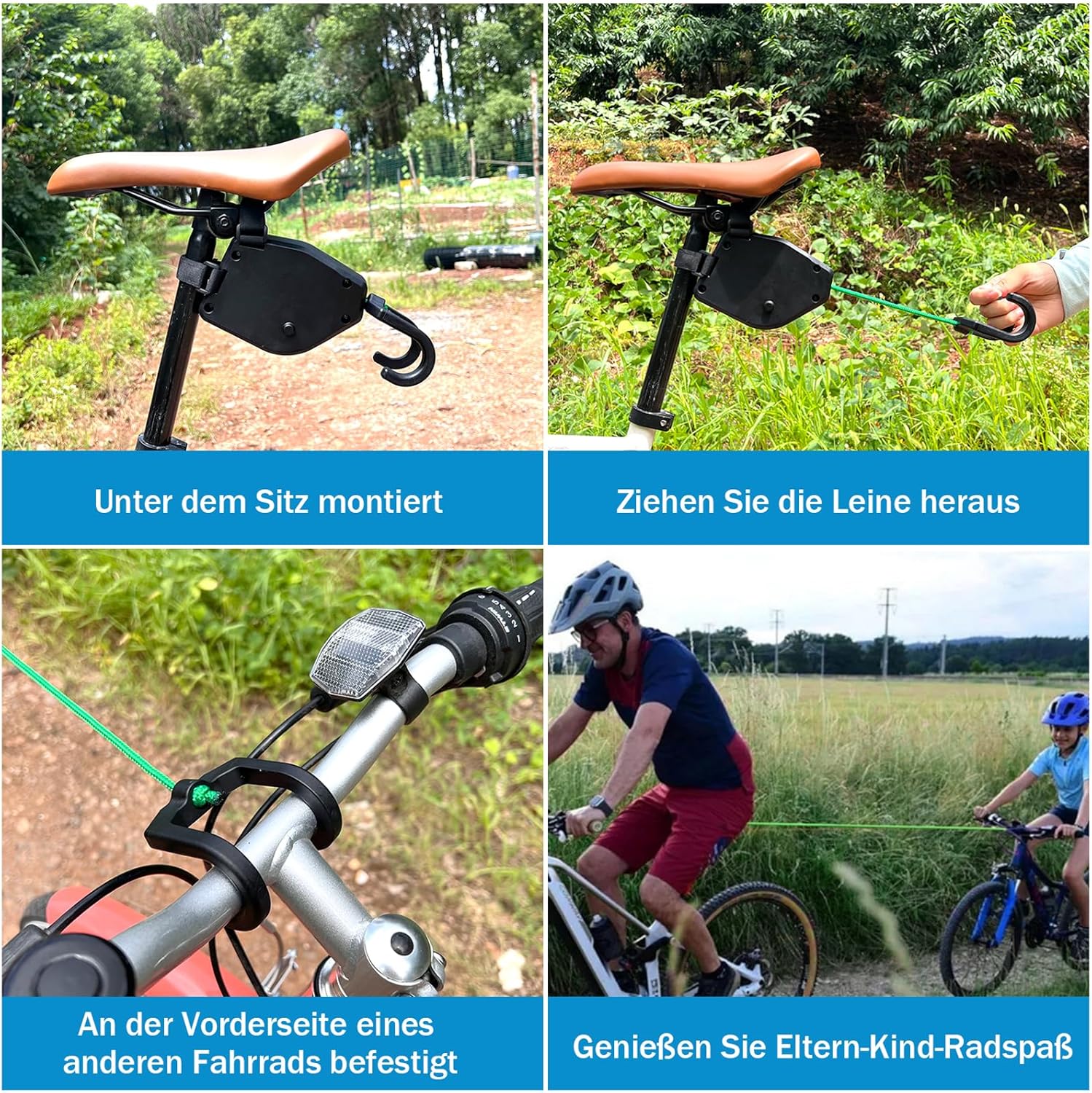 Corde de remorquage de vélo rétractable,Barre Traction Velo Enfant,Câble de Traction,Corde de Traction pour Enfants,Corde de Traction pour VTT - 4