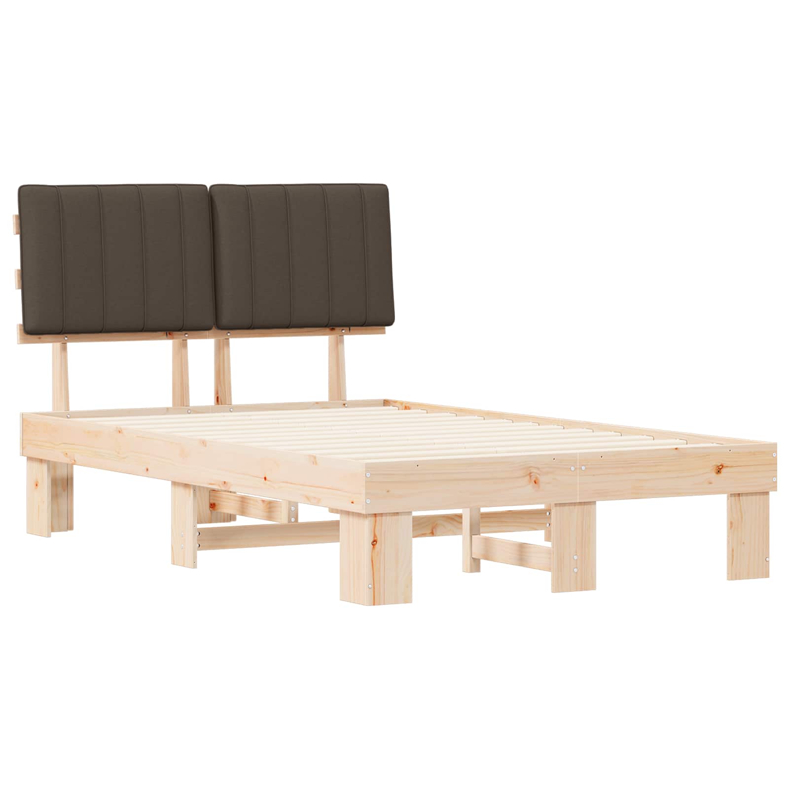 Cadre de lit avec tête de lit rembourrée taupe 120 x 190 cm - 4